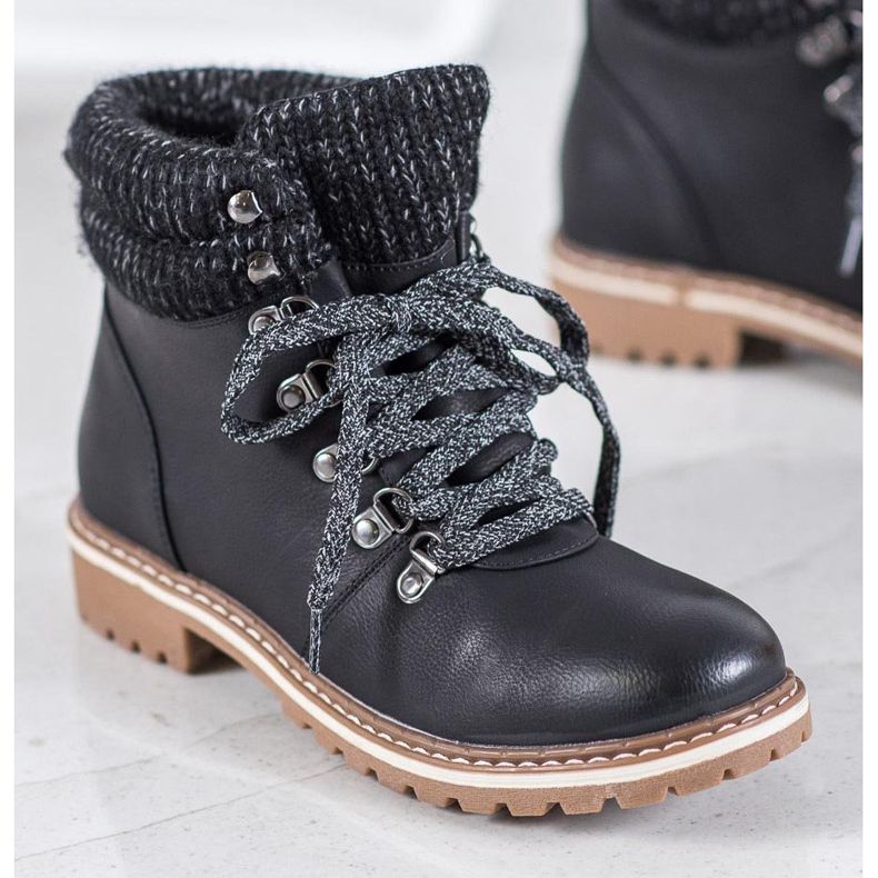 Goodin Bottes de randonnée avec laçage décoratif noir 1