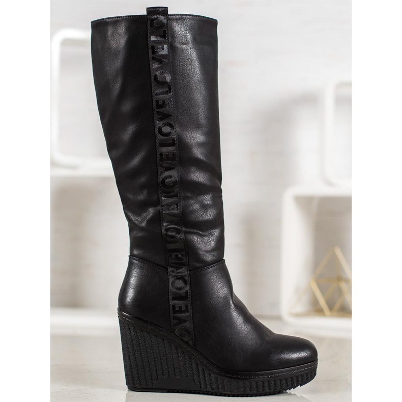 Goodin Bottes compensées Amour noir 2