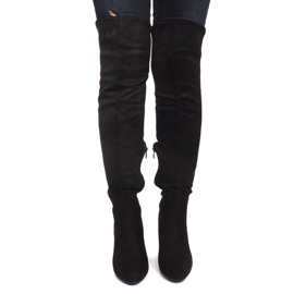Bottes en daim sur une barre 6812-GG Noir le noir 1