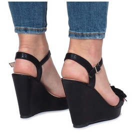 Sandales compensées noires Allane le noir 1