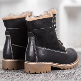 SHELOVET Trappeurs noirs lacés le noir 1