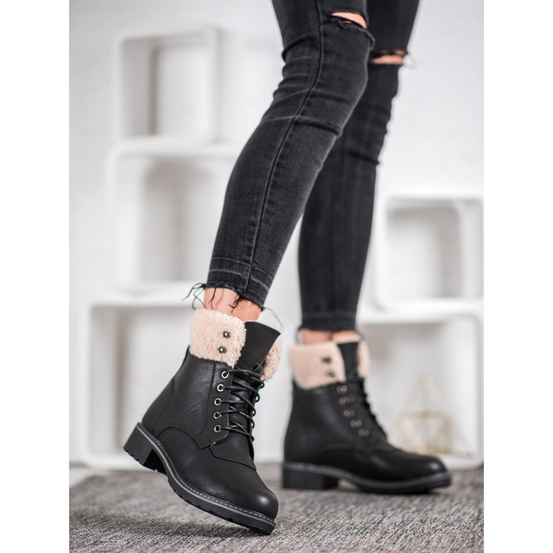 SHELOVET Trappeurs avec peau de mouton le noir 1 SHELOVET Trappeurs avec peau de mouton le noir 1