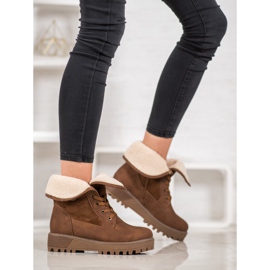 SHELOVET Bottines à lacets en peau de mouton brun 1