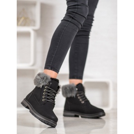 SHELOVET Trappeurs noirs avec fourrure le noir 2