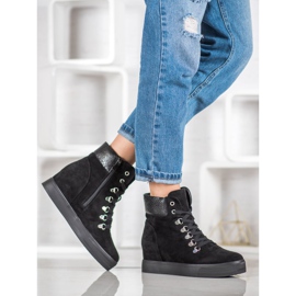 Bestelle Bottes compensées à la mode noir 1