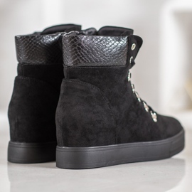 Bestelle Bottes compensées à la mode le noir 3