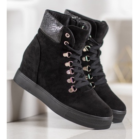 Bestelle Bottes compensées à la mode le noir 4