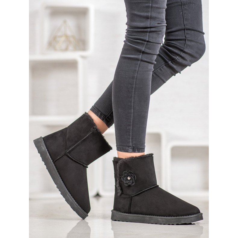 SHELOVET Mukluki avec fleur le noir 1 SHELOVET Mukluki avec fleur le noir 1