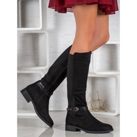 Ideal Shoes Bottes en daim noir 1