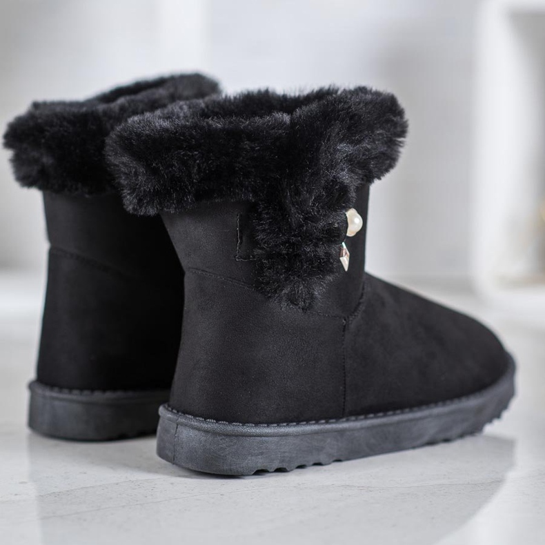 SHELOVET Bottes de neige avec perles noir 1