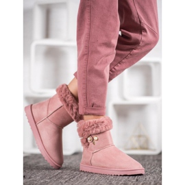 SHELOVET Bottes de neige avec perles rose 1