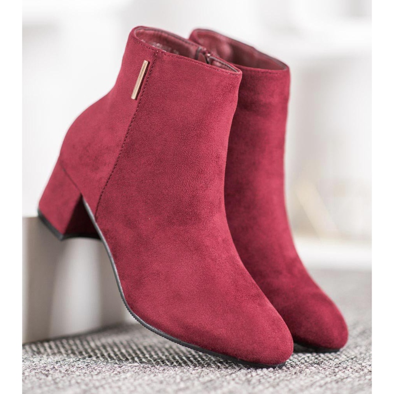 Evento Bottines en daim bordeaux rouge multicolore 2