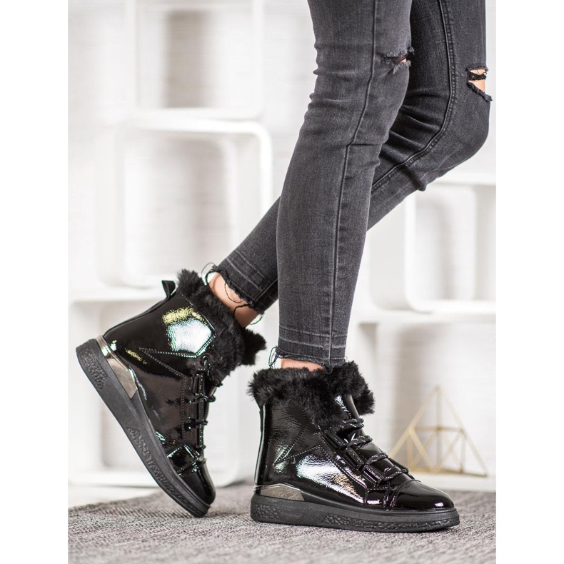 Bella Paris Bottes de neige laquées le noir 1