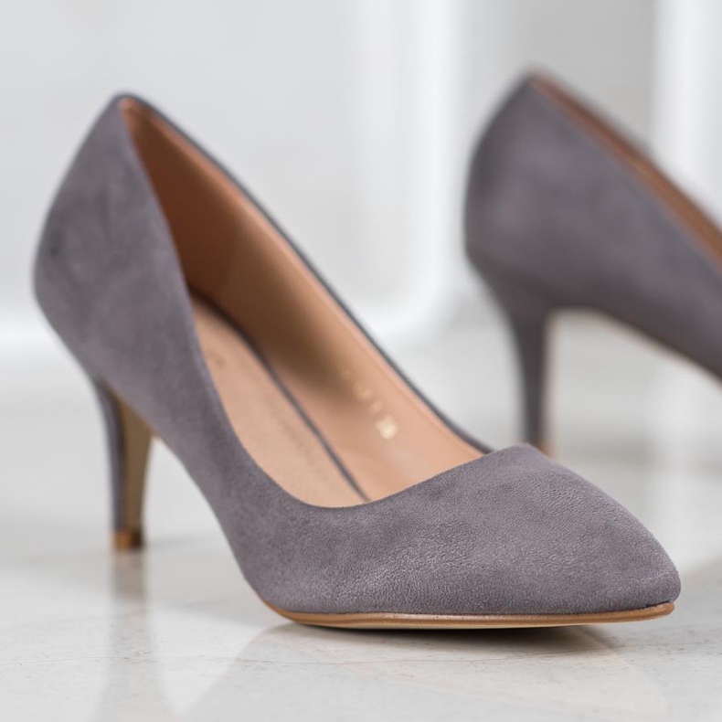 SHELOVET Escarpins en daim gris 1
