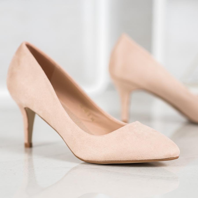 SHELOVET Escarpins en daim beige 2