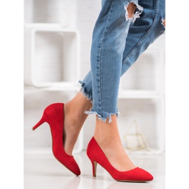 SHELOVET Escarpins en daim rouge 4