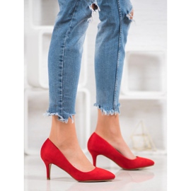 SHELOVET Escarpins en daim rouge 5