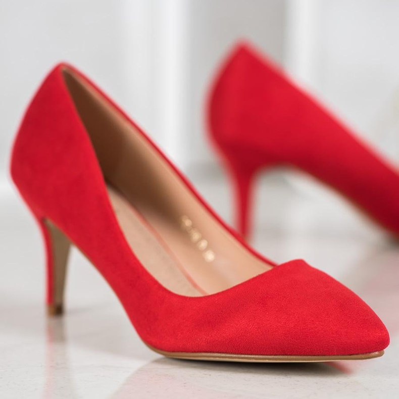 SHELOVET Escarpins en daim rouge 1