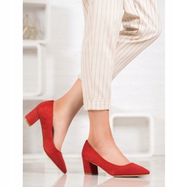 Small Swan Escarpins confortables en daim rouge 2