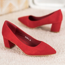 Small Swan Escarpins confortables en daim rouge 1
