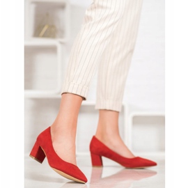 Small Swan Escarpins confortables en daim rouge 3