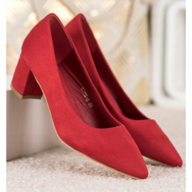 Small Swan Escarpins confortables en daim rouge 4