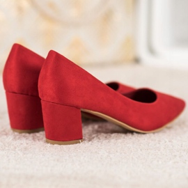 Small Swan Escarpins confortables en daim rouge 5