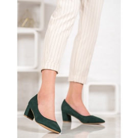 Small Swan Escarpins confortables en daim vert 3