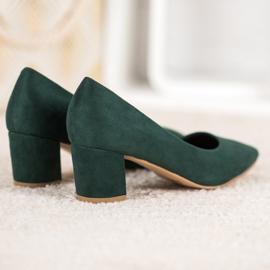 Small Swan Escarpins confortables en daim vert 4