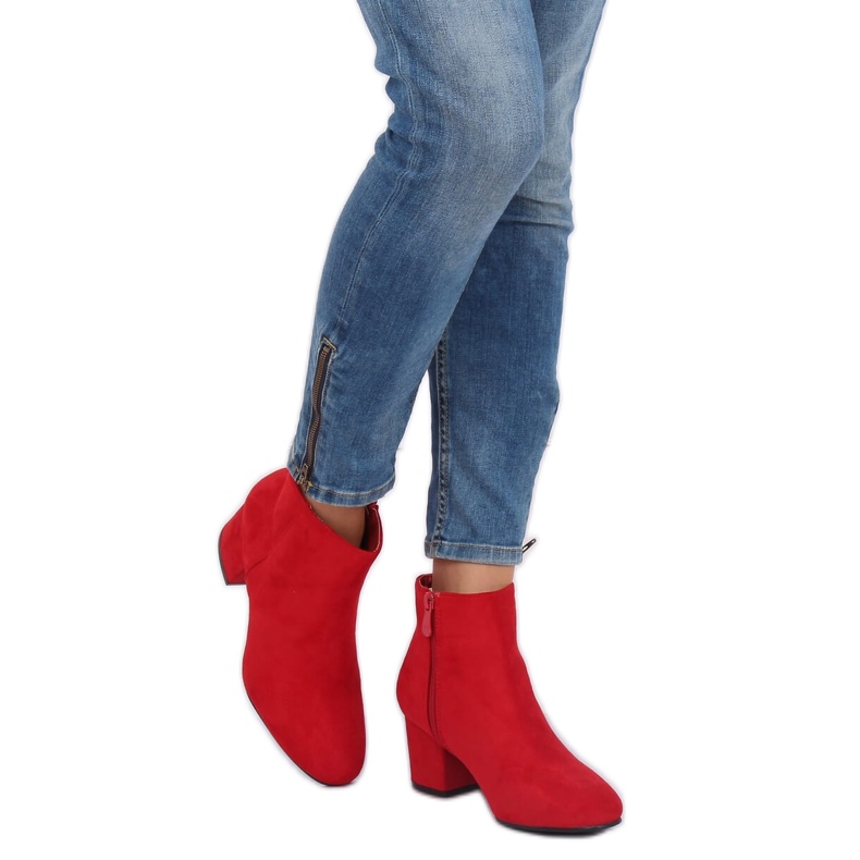 Bottines rouges à talons bas YQ216P Rouge 2