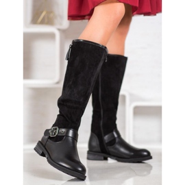SHELOVET Bottes d'équitation avec boucle le noir 1 SHELOVET Bottes d'équitation avec boucle le noir 1