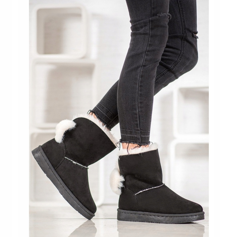 Bella Paris Bottes de neige à pompons noir 1