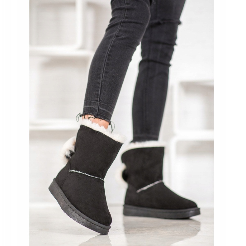 Bella Paris Bottes de neige à pompons noir 2