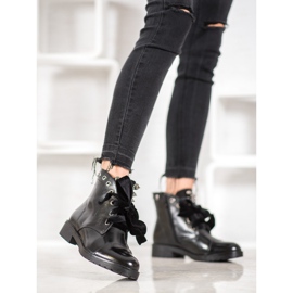 Bella Paris Bottes avec un nœud décoratif le noir 1