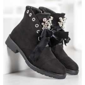 Bella Paris Bottes avec un nœud décoratif noir 2