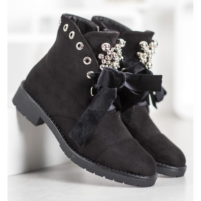 Bella Paris Bottes avec un nœud décoratif le noir 2
