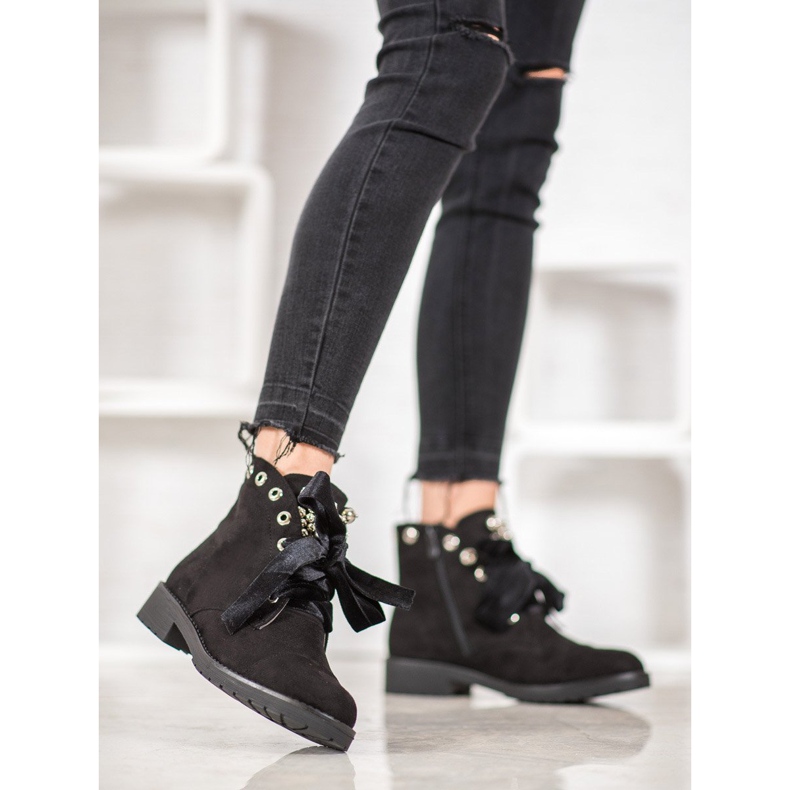 Bella Paris Bottes avec un nœud décoratif noir 1