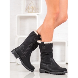 SDS Bottes chaudes en cuir écologique noir 1