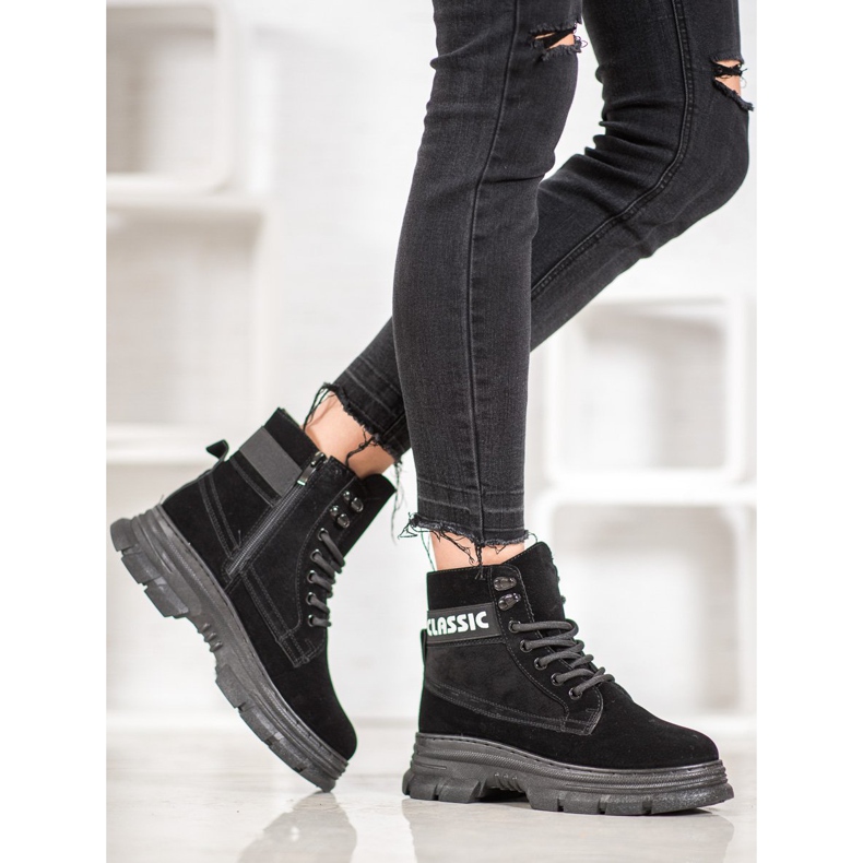 Bella Paris Bottes à plateforme classiques noir 1