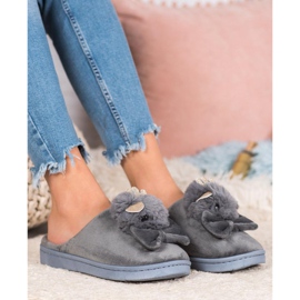 SHELOVET Pantoufles Avec Noeud gris 1 SHELOVET Pantoufles Avec Noeud gris 1