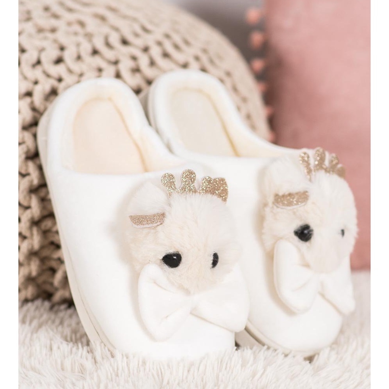 SHELOVET Pantoufles Avec Noeud blanche 1 SHELOVET Pantoufles Avec Noeud blanche 1