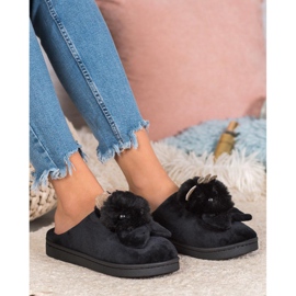 SHELOVET Pantoufles Avec Noeud noir 1