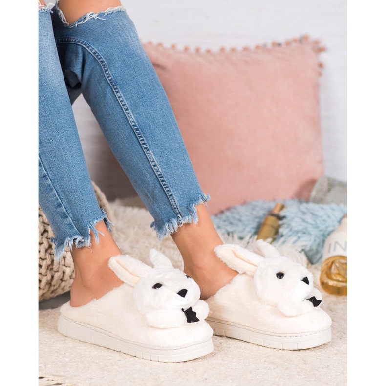 SHELOVET Chaussons lapins blanc 1