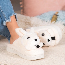 SHELOVET Chaussons lapins blanc 2
