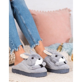 SHELOVET Chaussons lapins gris 1
