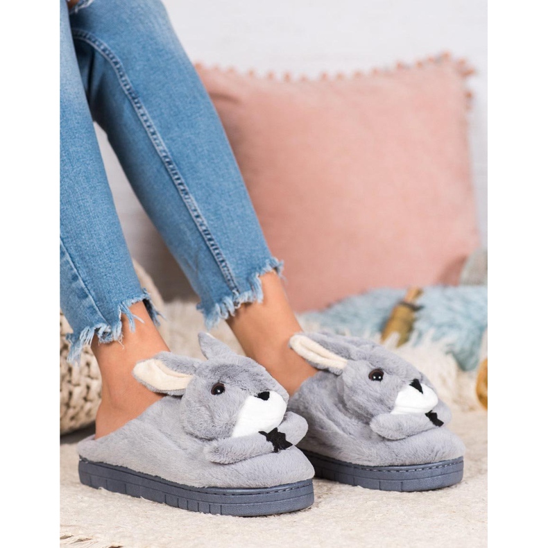 SHELOVET Chaussons lapins gris 1