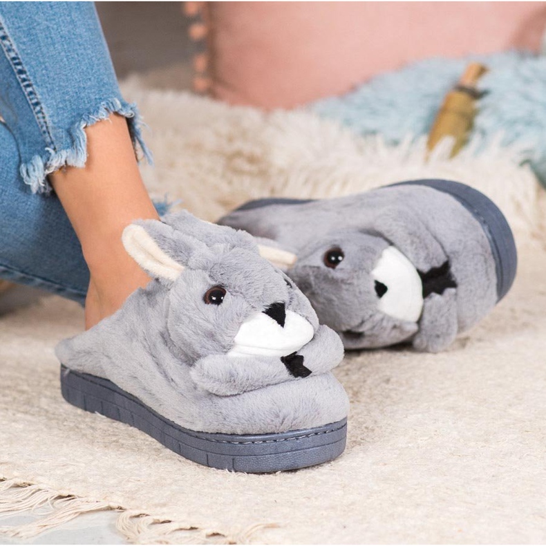 SHELOVET Chaussons lapins gris 2