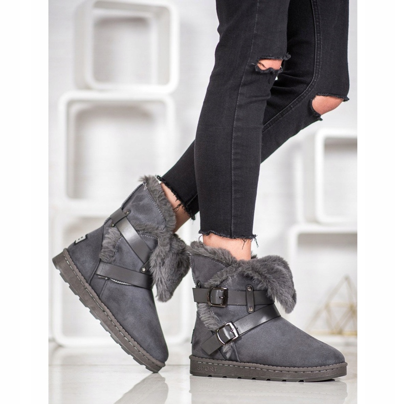 Bona Mukluki en daim à rayures gris 1