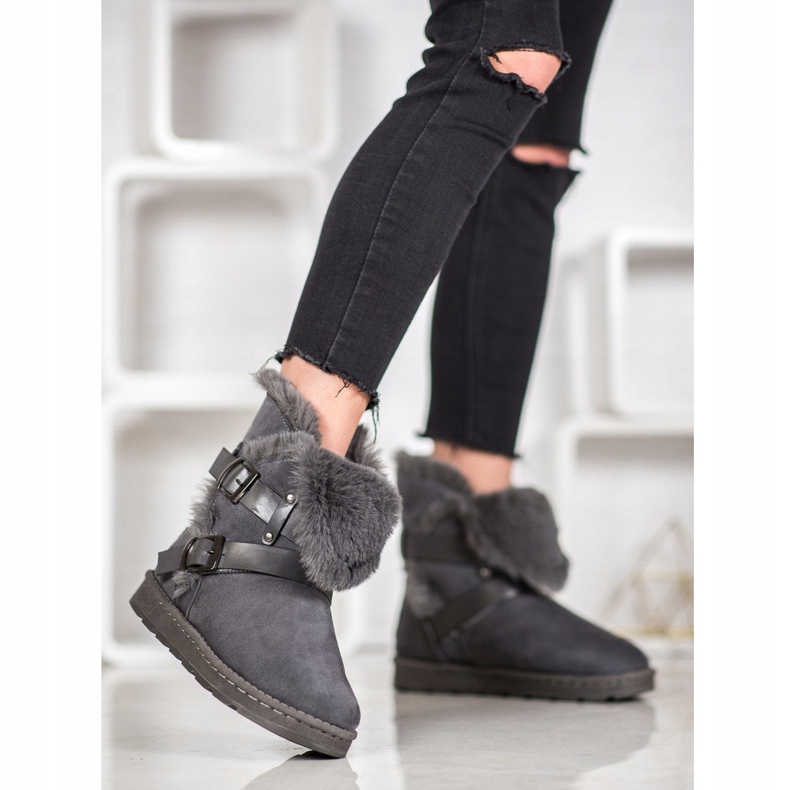 Bona Mukluki en daim à rayures gris 2