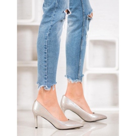 Goodin Escarpins élégants en cuir écologique gris 2